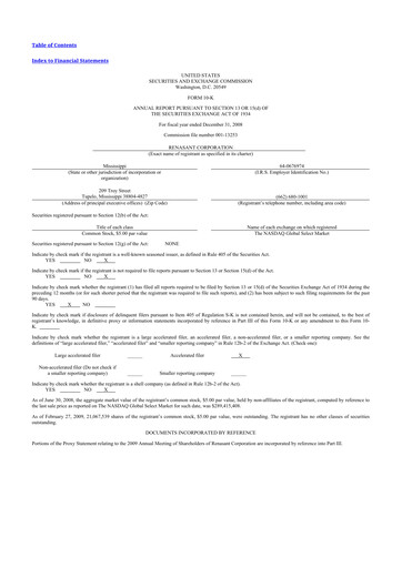 Miniature Renasant Corp 10-K Rapport annuel 