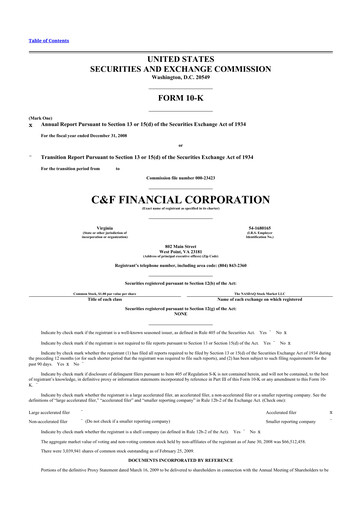 Thumbnail C&F Financial Corporation

 10-K Annual Report 