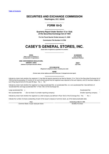 Thumbnail Casey's General Stores
 10-Q Quarterly Report FY 