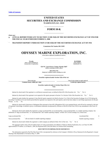 Thumbnail Odyssey Marine Exploration 10-K Annual Report 