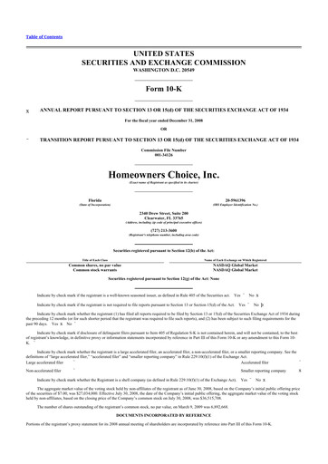 Miniature HCI Group
 10-K Rapport annuel 