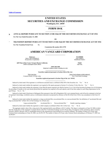 Thumbnail American Vanguard 10-K Annual Report 