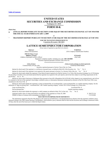 Thumbnail Lattice Semiconductor 10-K Annual Report 