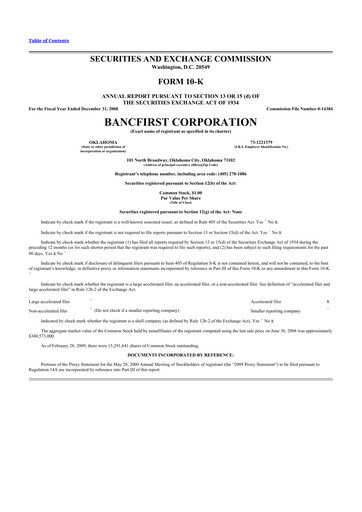 Miniature BancFirst 10-K Rapport annuel 