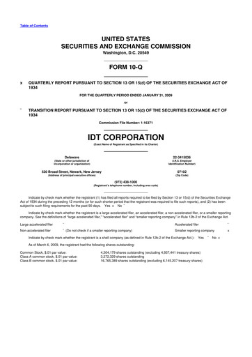 Thumbnail IDT Corporation
 10-Q Quarterly Report FY 