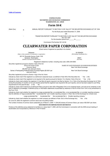 Thumbnail Clearwater Paper 10-K Annual Report 