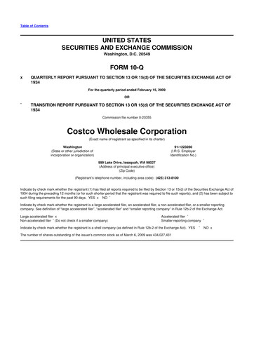 Miniature Costco 10-Q Rapport trimestriel  
