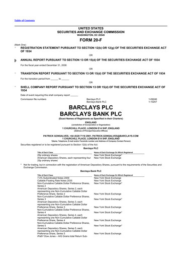 Thumbnail Barclays 20-F Annual Report 