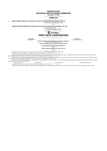 Thumbnail First Data Corporation 10-K Annual Report 