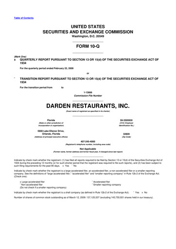 Vorschaubild Darden Restaurants
 10-Q Quartalsbericht  