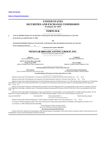 Thumbnail Nexstar Media Group
 10-K Annual Report 