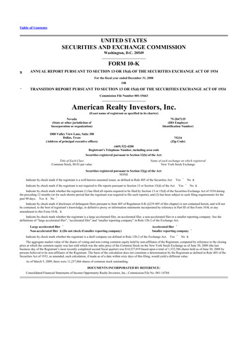 Thumbnail American Realty Investors 10-K Annual Report 