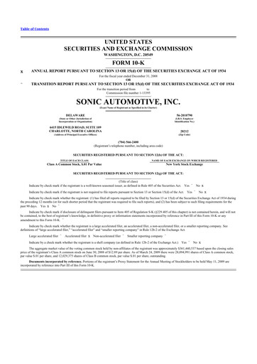 Thumbnail Sonic Automotive
 10-K Annual Report 