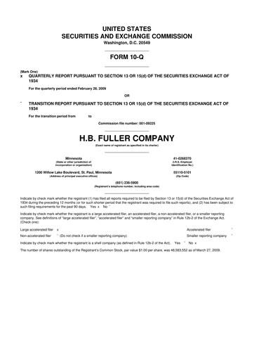 Thumbnail H.B. Fuller
 10-Q Quarterly Report FY 
