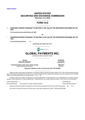 Thumbnail Global Payments 10-Q Quarterly Report FY 