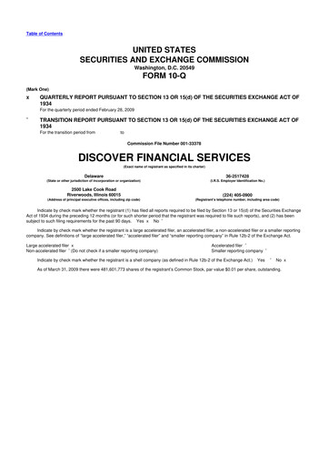 Thumbnail Discover Financial Services 10-Q Quarterly Report FY 