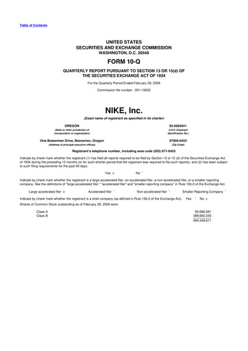 Thumbnail Nike 10-Q Quarterly Report FY 