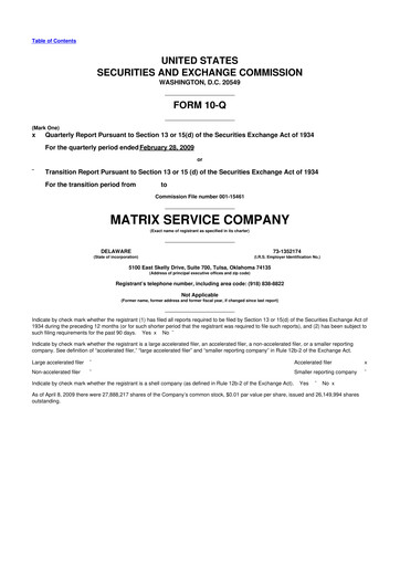 Thumbnail Matrix Service Company 10-Q Quarterly Report FY 