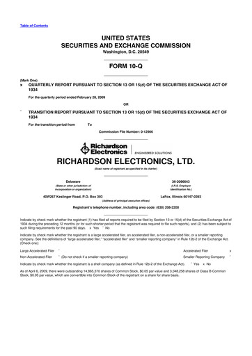Miniature Richardson Electronics 10-Q Rapport trimestriel  