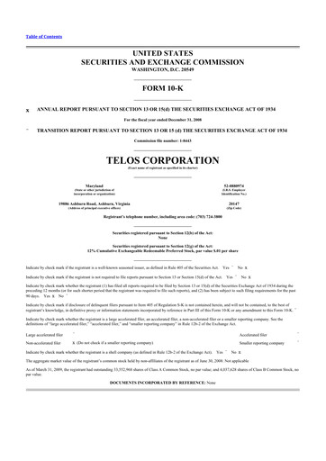 Thumbnail Telos 10-K Annual Report 