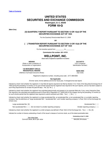 Thumbnail Elevance Health 10-Q Quarterly Report FY 