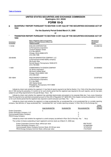 Thumbnail Exelon Corporation 10-Q Quarterly Report FY 