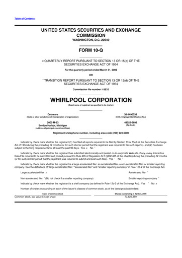 Thumbnail Whirlpool 10-Q Quarterly Report FY 