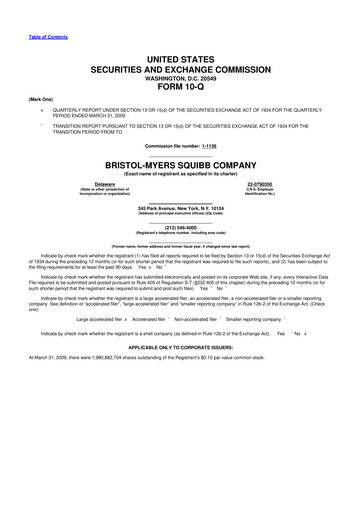 Thumbnail Bristol-Myers Squibb 10-Q Quarterly Report FY 