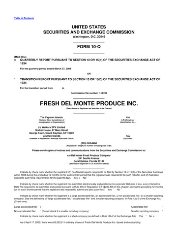 Thumbnail Fresh Del Monte Produce
 10-Q Quarterly Report FY 