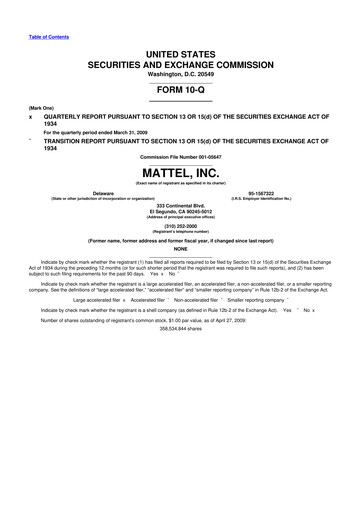 Thumbnail Mattel
 10-Q Quarterly Report FY 