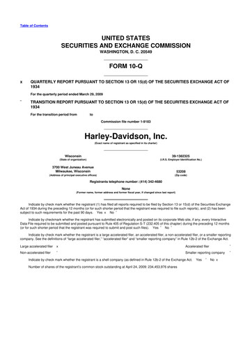 Thumbnail Harley-Davidson
 10-Q Quarterly Report FY 