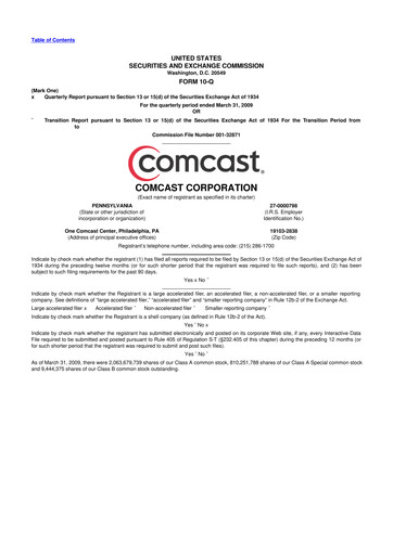 Miniature Comcast 10-Q Rapport trimestriel  