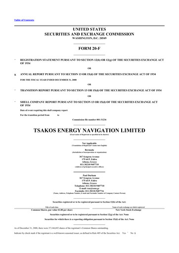 Thumbnail Tsakos Energy Navigation 20-F Annual Report 