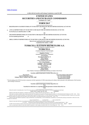 Thumbnail Turkcell 20-F Annual Report 