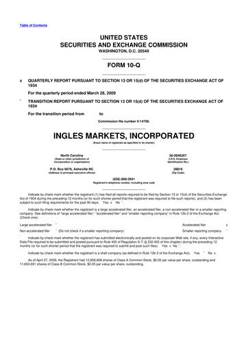 Thumbnail Ingles Markets 10-Q Quarterly Report FY 