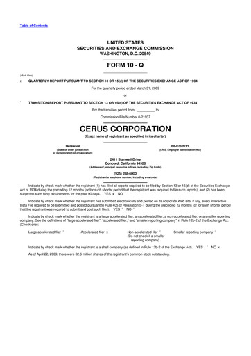 Thumbnail Cerus Corporation 10-Q Quarterly Report FY 