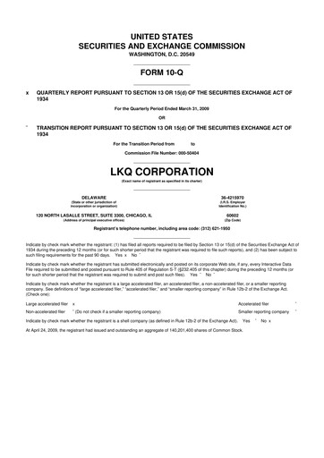 Thumbnail LKQ Corporation 10-Q Quarterly Report FY 