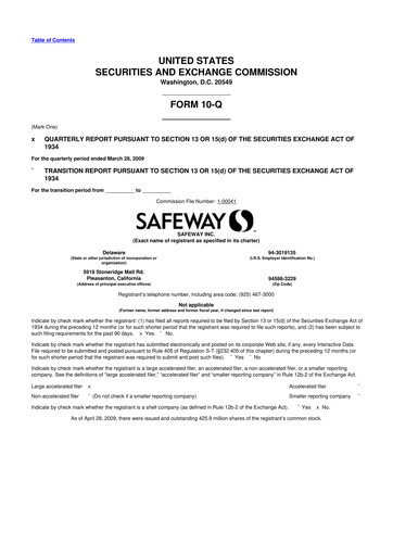 Thumbnail Safeway 10-Q Quarterly Report FY 