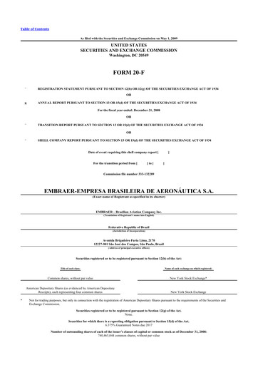 Thumbnail Embraer 20-F Annual Report 