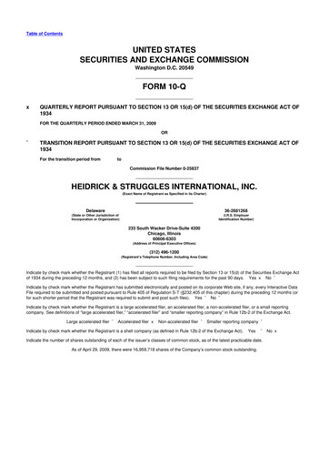 Miniature Heidrick & Struggles

 10-Q Rapport trimestriel  