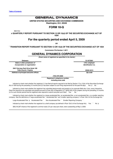 Miniature General Dynamics 10-Q Rapport trimestriel  
