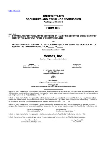 Miniature Ventas 10-Q Rapport trimestriel  