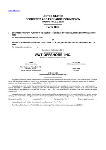 Thumbnail W&T Offshore 10-Q Quarterly Report FY 
