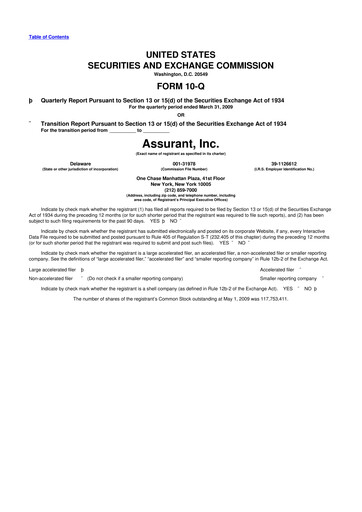 Thumbnail Assurant 10-Q Quarterly Report FY 