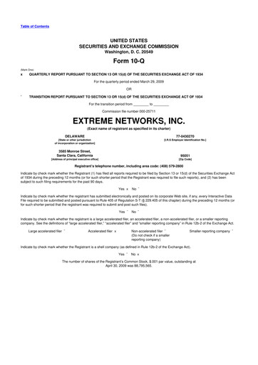 Thumbnail Extreme Networks
 10-Q Quarterly Report FY 