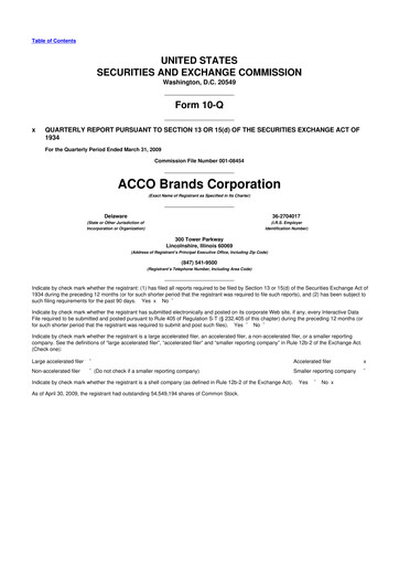 Thumbnail Acco Brands 10-Q Quarterly Report FY 