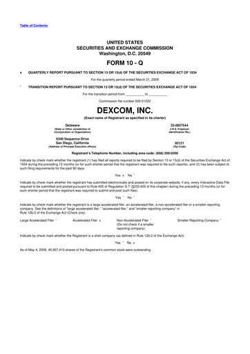Miniature DexCom 10-Q Rapport trimestriel  