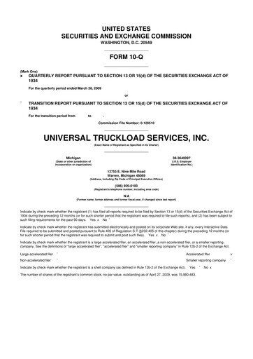 Thumbnail Universal Logistics Holdings 10-Q Quarterly Report FY 