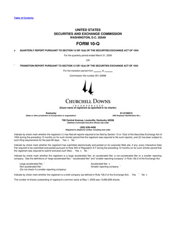 Vorschaubild Churchill Downs 10-Q Quartalsbericht  