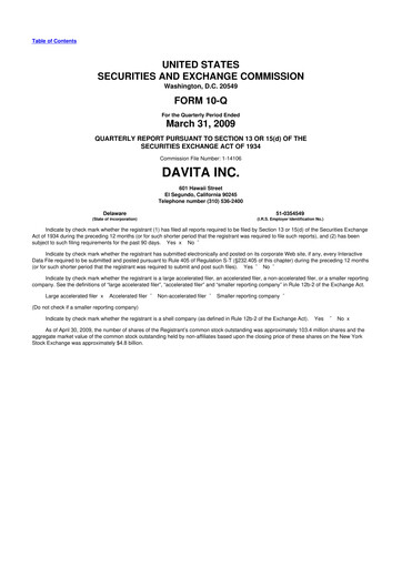 Thumbnail DaVita 10-Q Quarterly Report FY 